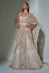 Buy_Ritika Mirchandani_Gold Net Embroidered Lehenga Saree With Blouse_at_Aza_Fashions