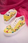 Buy_Around Always_Yellow Lyra Thread Embroidered Sneakers _at_Aza_Fashions