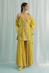 Buy_Surbhi Gupta_Yellow Kurta And Sharara Georgette Printed Geometric Nilufer Set  _at_Aza_Fashions