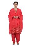 Buy_Seema Nanda_Red Chanderi Silk, Mul And Organza Lining Anahat Kurta Salwar Set_at_Aza_Fashions