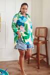 Buy_Sorbae_Multi Color Cotton Satin Printed Camo Collared Neck Oversized Shirt_at_Aza_Fashions