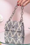 Buy_The Leather Garden_Silver Sequin Erica Smokey Quartz Mini Bag_at_Aza_Fashions