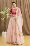 Buy_Samyukta Singhania_Pink Blouse Silk Embroidered Sequin Boat Diamond Pattern Lehenga Set_at_Aza_Fashions