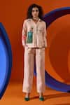 Buy_The Dramebaaz Co_Ivory Art Twill Embroidery Vintage Spread Collar Patch Work Shirt And Pant Set _at_Aza_Fashions