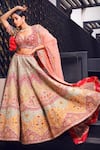 Buy_MOHA Atelier_Multi Color Lehenga And Blouse Organza Resham Zardosi Bridal Set  _at_Aza_Fashions