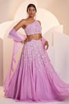 Buy_Shloka Khialani_Purple Georgette Fiona One Shoulder Blouse Lehenga Set_Online_at_Aza_Fashions