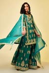 Buy_Shyam Narayan Prasad_Green Chanderi Silk Embroidery Gota Leaf Neck Kurta Set _at_Aza_Fashions