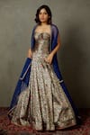 Buy_RI.Ritu Kumar_Blue Blouse Polyester Woven Floral Kanika Placket Embroidered Lehenga Set _at_Aza_Fashions