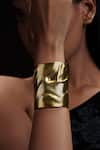 Buy_ZARIIN_Gold Plated Natures Art Statement Cuff Bracelet_at_Aza_Fashions