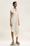 Buy_Urvashi Kaur_Off White Genesis Textured Cotton Dress_at_Aza_Fashions