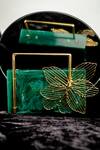 Buy_NR By Nidhi Rathi_Green Cutwork Flower Resin Clutch Bag_at_Aza_Fashions