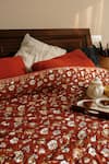 Buy_Raamae_Red 100% Cotton Hand Block Print Dahlia Quilt With Pillow Covers _at_Aza_Fashions