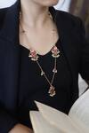 Shop_Do Taara_Pink Areeha Embellished Necklace_at_Aza_Fashions