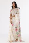 Buy_Nakita Singh_White Saree Organza Embroidered Thread And Sequin Work & Blouse Set _at_Aza_Fashions