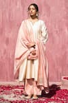 Buy_Weaver Story_Pink Embroidery Thread Chanderi Silk Border Dupatta _at_Aza_Fashions