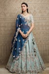 Buy_Prisho_Green Lehenga And Blouse: Silk Embroidered Floral Round Ikigai Set For Women_at_Aza_Fashions