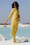 Buy_Tatwa_Yellow Handloom Cotton, Viscose, Silk Chanderi Pintuck Kurta And Pant Set_at_Aza_Fashions