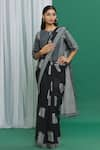 Buy_BANANA labs_Black Cotton Print Square Round Neck Pattern Saree With Crop Top _at_Aza_Fashions