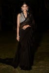 Buy_MATSYA_Black Organza Georgette Embroidery The Humble Athena Saree With Blouse  _at_Aza_Fashions