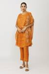 Buy Neeta Bhargava Orange Tissue, Voile Embroidery Round Neck Kaftan And Pant Set at Aza Fashions Buy_Neeta Bhargava_Orange Tissue, Voile Embroidery Round Neck Kaftan And Pant Set _at_Aza_Fashions