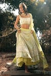 Buy_The House of Exotique_Ivory Net Embroidered Crystal Scoop Embellished Bridal Lehenga Set  _at_Aza_Fashions