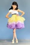 Buy_Pinkcow designs pvt ltd_Multi Color Neoprene, Tulle Sequins Ruffled One-shoulder Dress _at_Aza_Fashions