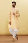 Buy_Arihant Rai Sinha_Beige Silk Embroidery Thread Tonal Kurta And Dhoti Pant Set _at_Aza_Fashions