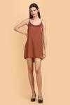 Buy_Label Ivish_Brown Silk Scoop Neck Slip Dress _at_Aza_Fashions