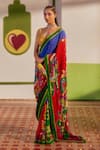 Buy_Siddhartha Bansal_Multi Color Pure Crepe Embroidered Paisley Printed Saree With Blouse  _at_Aza_Fashions