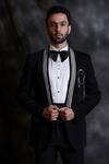 Shop_Soniya G_Black Italian Crepe Shawl Lapel Tuxedo And Pant Set _at_Aza_Fashions