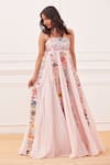 Buy_Rahul Mishra_Pink Shell- Silk Embroidered Floral Straight Heimat Hand Gown _at_Aza_Fashions