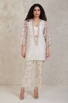 Buy_Sue Mue_Off White Handwoven Pure Chanderi Embroidered Cutwork Amal Kurta Pant Set _at_Aza_Fashions