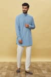 Buy_Aqube by Amber_Sky Blue Denim High Neck Kurta  _at_Aza_Fashions