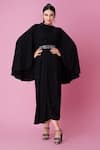 Buy_Amani_Black Semi Stretch Round Embellished Cape Gown  _at_Aza_Fashions