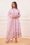 Buy_Rahul Mishra_Purple Kurta - Silk Embroidery Thread Band Floral Anarkali Set _at_Aza_Fashions