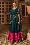Buy_Priyanka Raajiv_Green Silk, Cotton, Tissue, Satin, Jayalakshmi Patchwork Embroidered Lehenga Set _at_Aza_Fashions