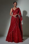 Buy_Ritika Mirchandani_Net Embroidered Lehenga Saree With Strappy Bustier_at_Aza_Fashions