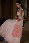 Buy_Nadine Dhody_Pink Tulle Embroidery Sequin Round Camalie Lehenga Set _at_Aza_Fashions