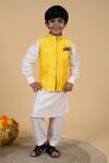 Buy_Little Boys Closet_Yellow Silk, Polyester, Cotton Embroidery Bundi Kurta Set _at_Aza_Fashions