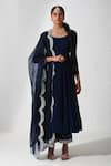 Buy_Rishi and Vibhuti_Blue Crepe Embroidered Zardozi Scoop Neck Stella Neckline Anarkali Set _at_Aza_Fashions