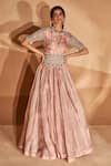 Buy Bhumika Sharma Pink Organza Embroidery, Pearls, Beads Round Neck Tara Print Anarkali With Belt at Aza Fashions Buy_Bhumika Sharma_Pink Organza Embroidery, Pearls, Beads Round Neck Tara Print Anarkali With Belt _at_Aza_Fashions