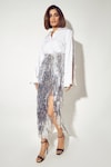 Buy_Sameer Madan_White Luxury Cotton Embellished Glitter Cord Sigrid Slit Sleeve Shirt _at_Aza_Fashions