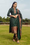 Buy_Safaa_Green Lining Shantoon, Moonga Silk Kani Weave Rayannah Floral Woven Kurta Set _at_Aza_Fashions