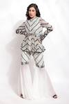 Buy_Sonali Gupta_White Silk Hand Embroidered Dori Round Neck Peplum Kurta And Sharara Set  _at_Aza_Fashions