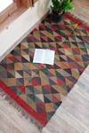 Buy_Nakshikathaa - Homeware_Multi Color Jute Wool Hand Woven Triangle Pattern Rug_at_Aza_Fashions