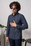 Buy_Abkasa_Blue Cotton Embroidery Belarus Pintuck Shirt _at_Aza_Fashions