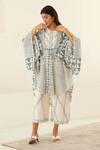 Buy_Cotton and Clay_White Silk Voile Hand Block Print Geometric Jumpsuit With Kimono  _Online_at_Aza_Fashions