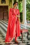 Buy_Seema Nanda_Pink Organza, Chanderi Silk, Lining Cotton Mul Surkh Embroidered Anarkali Set_at_Aza_Fashions