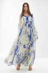 Buy_KoAi_Blue Chiffon Floral Round Pattern Kaftan _at_Aza_Fashions