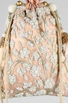 ClutcH'D_Peach Embroidery, Beads Silk Potli Bag _Online_at_Aza_Fashions